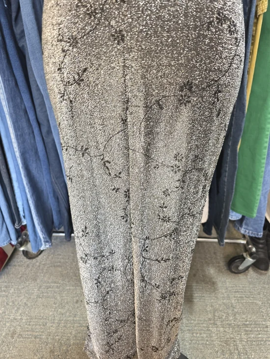 Vintage Y2K Rocket Candy Silver Sparkle Slip Prom Dress Black Floral Pattern - Picture 9 of 11